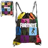 Fortnite Mochila de Cuerdas para Niños, Bolsas de Tela con Cordón para El Colegio Deportes Playa, Mochila para Gimnasio