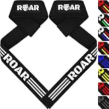 Roar Correas Levantamiento de Pesas Profesionales, Agarres para Gym, Agarraderas Gimnasio Peso Muerto Crossfit (Blanco/Negro)