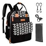 Kkomforme Mochila para pañales de bebé con cambiador, multifunción, gran capacidad, mochila de viaje para viajes (flor negra)