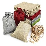 ARTESTAR 24pcs Bolsitas para Regalos Bolsitas De Tela para Regalos,Bolsas Regalo Comunion Sacos Yute,Bolsas De Yute Bolsa Tela Cordon,Sacos De Arpillera,Saco Regalos Navidad Sacos Cafe