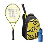 Wilson Minions 25 Set de raquetas de tenis, Para niños de 9 a 10 años, Incluye mochila y botella de agua, Amarillo/Negro, WR064310F001