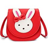 KEREDA Bolso bandolera para niños y niñas, bonito conejo, de piel sintética y poliuretano, para niñas de 2 a 10 años, color Rojo, talla Einheitsgröße