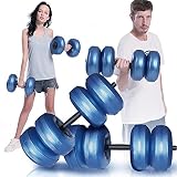 KKTECT 2 Piezas de Pesas llenas de Agua Pesas de Viaje portátiles 15-20kg, para Pesas Libres establecidas para tonificación Muscular, Desarrollo de Fuerza, pérdida de Peso (Azul)