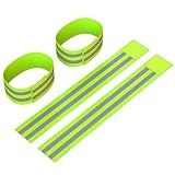 Bandas reflectantes para los tobillos (4 Bandas/2 Pares) | Alta visibilidad y seguridad para correr/caminar/bicicleta, etc. | Funciona como bandas de muñeca, de brazo, tiras para piernas, tiras para brazos | Accesorios para deportes/Equipos de correr