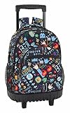 Safta Mochila Escolar Grande Con Ruedas Blackfit8 'Bit' Oficial 320x140x460mm, Negro/Multicolor