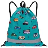 LIVACASA Mochila de Cuerdas Infantil Mochila con Cordón Bolsa de Cuerdas para niños Estampado Florales Lindos Verde