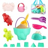 Yojoloin Juguetes De Playa para Niños,Juegos Playa Bebes Set de Juguetes de Arena para Playa al Aire Libre con Modelo de Animal Marino de Castillo y Bolsa de Almacenamiento portátil.