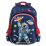 Wenlia Mochila para niños, mochila para estudiantes con bolsillos laterales, impermeable, dinosaurio, casual, mochila de viaje, astronauta, regalo para niños, regreso a la escuela