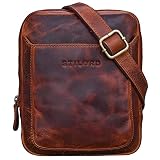 STILORD 'Costa' Mariconera Cuero para Hombres Bolso Pequeño Vintage para Hombres Bolsito Mensajero Bolsa de Hombro o Bandolera Piel Auténtico, Color:Kara - Cognac