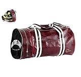 Quanjie Bolsa Gimnasio de Viaje Impermeable Bolsas Deporte PU Cuero Bolsos Deportivos Fin de Semana Travel Duffle Bag para Hombres y Mujeres (Rojo)