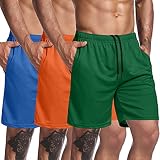COOFANDY Paquete de 3 Pantalones Cortos de Entrenamiento de Gimnasio para Hombre, Pantalones de Malla para Entrenamiento, Culturismo, Levantamiento de Pesas, Pantalones de Cuclillas con Bolsillo