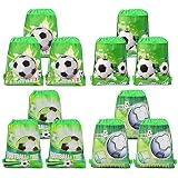 HOWAF 12 Piezas Bolsas con cordón de fútbol Bolsa Regalo Cumpleaños Escolar Bolsas Tela no Tejida para niños Regalo Fiestas Infantiles fútbol cumpleaños de niños