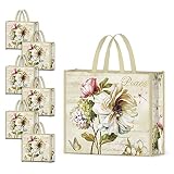NymphFable 6 Pcs Bolsa Compra Reutilizables Ecológicas Flores Grandes Paz Bolsas para Comestibles Plegables Grande