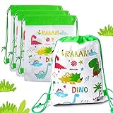 Amycute 12 pcs Mochilas Cordones Dinosaurio, Bolsas con Cordón Party Tela no Tejida Escolar Hombro de Viaje de Baile Gimnasio para Adolescentes Niños niñas Cumpleaños