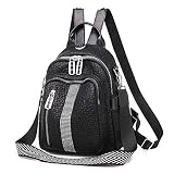 Estwell Mochila Mujer Moda Casual Mochila Pequeña Impermeable Cuero PU Bolso Bandolera Daypack Multifuncional Bolso Mochila para Escuela Viaje Trabajo, Negro