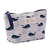 Bolsa de maquillaje grande de lona bolsa monedero organizador cosmético multifuncional hecho a mano bolsa de tela para mujeres (G: ballena)