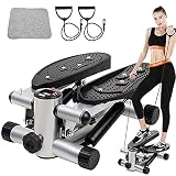 Mini stepper, Twister Stepper con bandas de potencia, entrenamiento en casa, escalones ajustables con pantalla LCD, entrenamiento de fitness en interiores