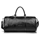 BOSTANTEN Hombre Bolsa Viaje Cuero Genuino Bolsa Equipaje Weekender Bolsas Piel XL para Gimnasio/Deporte Grande Negro
