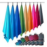 Fit-Flip Toalla Microfibra – en Todos los tamaños, 12 Colores – Ultraligera y compacta – Toalla Secado rapido – Toalla Playa Microfibra y Toalla Deporte Gimnasio (2X 30x50cm Azul Real + 1 Bolsa)