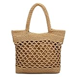 JOSEKO Bolso Tejido de Paja, Bolso de Hombro, Bolso de Red para Mujer, Bolso de Paja Tejido a Mano, Bolso de Playa, Bolso de Rafia, Bolso de Mensajero, Uso Diario