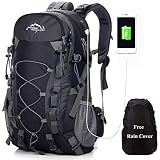 Meisohua Deporte al Aire Libre, 40L Viaje Mochila Trekking Senderismo Excursionismo Alpinismo Escalada Camping para Hombre Mujer (Negro_USB)