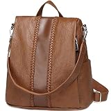 VASCHY Mochila Mujer,Bolso Mochila Antirrobo Mujer Piel Mochilas Universitarias Impermeable Bolsos Bandolera Casual para Escuela Trabajo Viajes Marrón