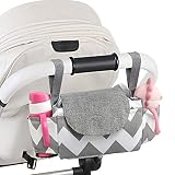 BelleStyle Organizador de Cochecito Bolsa, Ganchos Universal Gran Capacidad Impermeable Organizador para Coches de Paseo con 2 Posavasos para Cochecitos, Soporte para Teléfono Móvil (Blanco)