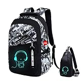 UMYMAYDO1 DJ Luminous Mochila, Unisex Schoolbag Mochila para portátil Bolsa Fresca para Adolescentes con USB Puerto , Bolsa de Viaje, Bolsa de Trabajo, Bolsa de Escuela (Color 1)