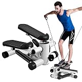 Sinbide 2 en 1 Mini Stepper con Cintas Swing Stepper Cuerdas de Resistencia con Pantalla Multifuncional Twister Stepper Up-Down Step Máquina de Entrenamiento Fitness para Hogar Escaladora para Pierna