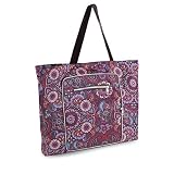 Bolsa de Playa Muy Grande XXL con Cremallera Mujer, Totalizador con Asas de Verano, Bolso de Mano Familiar, 53x35x12cm, Bolsa de Hombro con Cuerda de Poliéster para Viaje Compras, Mandala Morado