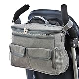 Organizador para coches de paseo con dos ganchos para cochecitos de BTR. Diseño universal. Gris