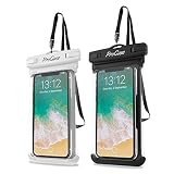ProCase 2 Fundas Impermeables para Celulares como iPhone 12 Mini/Pro/Pro Max/SE 2020/X/8 7 Plus/6S/6/6S Plus,Galaxy S20/S20+/S20 Ultra 5G/S9/S8 Plus/Note, Huawei Xiaomi Móviles hasta 6.9'-Blanco+Negro