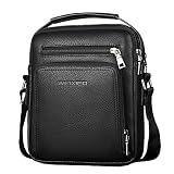 A-QMZL Bolsos Bandolera para Hombre Bolso Bandolera de Viaje Bolsa de Mensajero Bandolera Honda Vintage Bolsa Bandolera Hombres piel Genuina Pequeña Bolso de Joven Bandolera Bolso de Mano (negro)