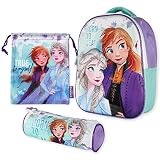 Mochila Infantil 3D, Estuche Escolar y Bolsa Merienda de Cuerdas Frozen 2 Diseño Exclusivo – Frozen | Mochilas Escolares para Niñas y Niños de 3 Años | Material Escolar Vuelta al Cole de Frozen