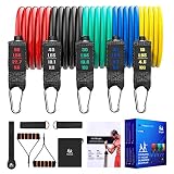 WORPIN Bandas Elásticas Gomas Fitness Cintas Musculación Tubos Entrenamiento para Deportes Interiores Exteriores, Set 11 Piezas ,Fuerza Velocidad, Gimnasio en casa