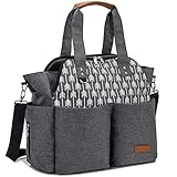 Lekebaby - Bolso cambiador de pañales para bebé, gran capacidad para gemelos gris Talla:largo