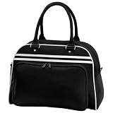 Bagbase - Bolsa deportiva de viaje estilo bolos retro (23 Litres) (Talla Única/Blanco/Negro)