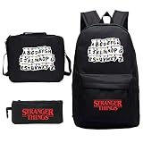 Mochila Stranger Things Escolar, Mochila Stranger Things Impresión de Cartas Niña y Niños Mochilas y Bolsas Escolares Sets de útiles Escolares Impresión Bolsa Infantil Estuches (3)