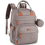 BabbleRoo Mochilas de Pañales para Bebé, Gran Capacidad Mochila de Cambio Bolsa para Pañales con Cambiador y Porta Chupones para Mamá y Papá (Caqui)