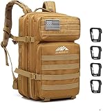 ZEHNHASE Mochila Táctica Impermeable 45L Gran Capacidad Nylon 600D Múltiples Bolsillos para Senderismo Acampada, Montañismo, Caza, Aire Libre Ciclismo y más (Caqui)