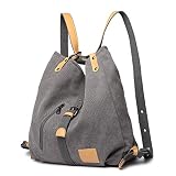 Kono Mochila de bandolera, bolsos de lona versátiles y multifuncionales para las mujeres niñas, elegantes bolsos cruzados, mochila duradera para viajes de gran capacidad para portátiles (Gris)