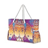 Bolsas de playa grandes Totes de lona Bolsa de hombro Hindú Lord Ganesha sobre Ornate Colorido Mandala Resistente al Agua Bolsas para Gimnasio Viajes Diarios