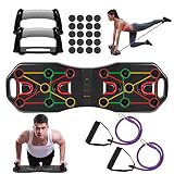 Fostoy Push Up Rack Board,9 en 1 Tabla de Flexiones y Bandas de Resistencia,Push Up Tablero Plegable y Multifuncional Equipo de Fitness para Hombres Mujeres Entrenamiento Muscular Gimnasio Hogar