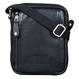 STILORD 'Brandon' Mariconera Hombre Cuero Bolso Pequeño Vintage para Hombres Bolsito Mensajero Bolsa de Hombro o Bandolera Piel Auténtico, Color:Negro