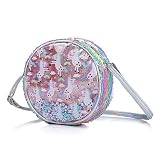 Jolintek Bolso Bandolera Unicornios para Niñas, Unicornio Mochila Lentejuelas Niña, Bolso Mochila Unicornio Niña, Bolso Pequeñas de Hombro Encantador de Unicornio Bolsos Bandolera para Niñas (Rosado)