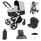 Star Ibaby Neo 3 - Cochecito de Bebé, modelo con silla homologada hasta 22 kg - Incluye Saco , Bolso cambiador y Sombrilla, Color Gris/Negro