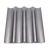 Bandeja Baguette, Molde de Pan Francés Plata, Molde para Hornear de Barra de Pan Francés Perforado Antiadherente, para Colocar y Hornear 4 Baguettes Francesas