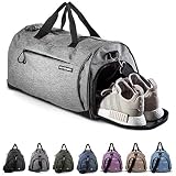 Fitgriff Bolsa Deporte - Mujer & Hombre - Macuto con Zapato y Compartimento Húmedo - de Gimnasio, Viaje, Gym, Fitness, Sport - Duffel Bag (Grey, 48 x 26 x 25 cm (Small))