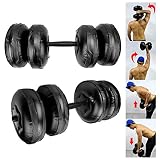 Kadimendium Mancuerna de inyección de Agua, mancuerna de Fitness Mancuerna de Gimnasia rellena de Agua Resistente a Impactos Mancuerna Ajustable para Uso en la Oficina Ocio en el hogar(16-20KG Black)