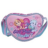 PERLETTI - La Patrulla Canina Bolso Niña Forma de Corazón Rosa - Bolsa Bandolera con Cremallera - Bolsa Infantil de Viaje Guarderia Escuela Paw Patrol Estampado Skye Everest -14x18x6 cm